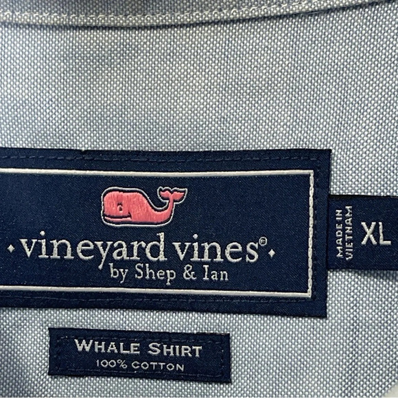 Vineyard Vines Whale Shirt XL Blue Oxford Button Down Classic Fit Size XL 1W9995 - Picture 4 of 6